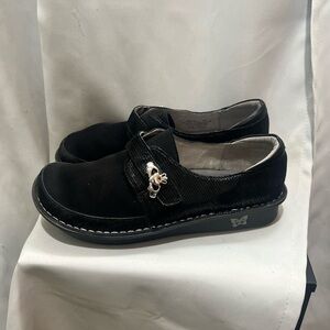 Alegria Black Loafers with Silver Detail